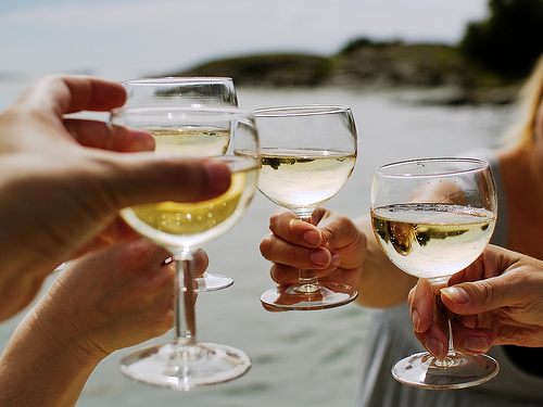 A glass of wine at Young Café